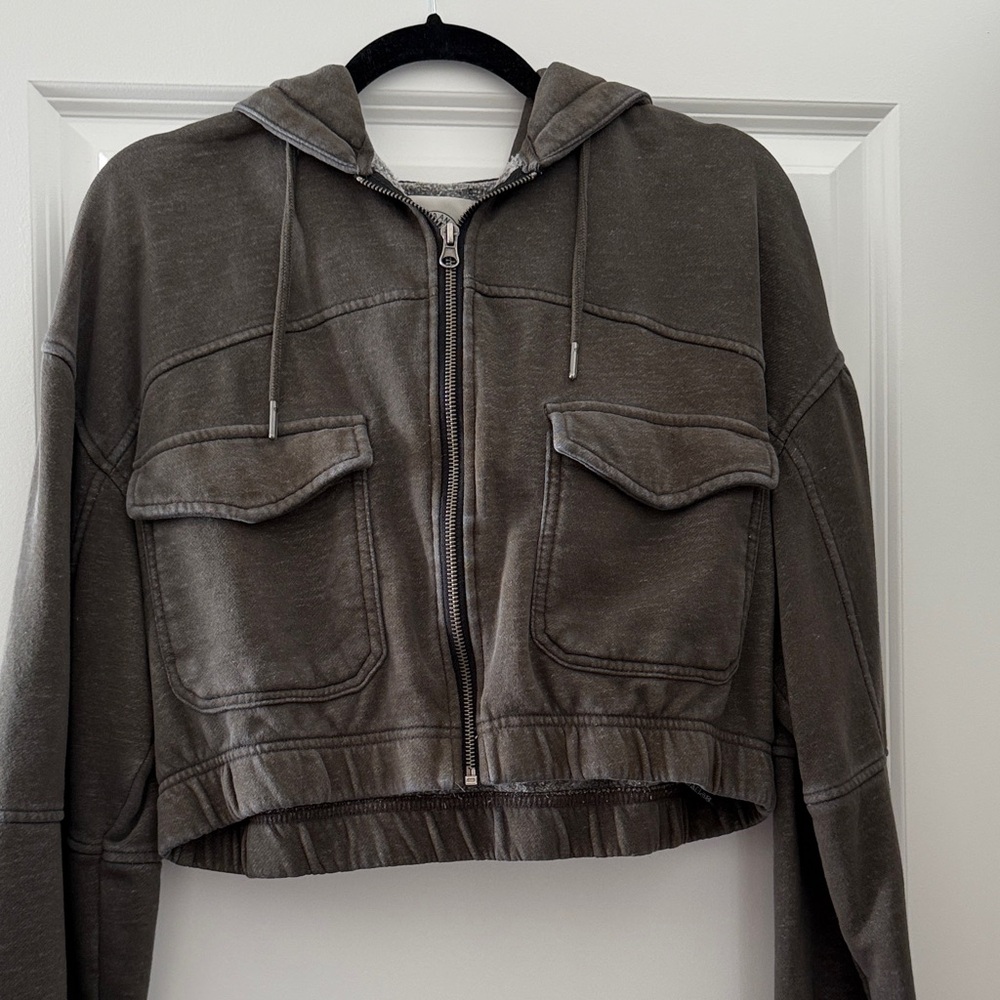 Urban Outfitters Charcoal Cropped Hoodie